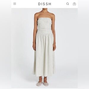 DISSH Cream Ruched Strapless Sundress